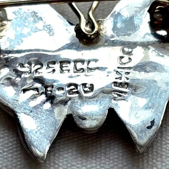 Vintage Taxco 925 Sterling Mexican Silver Abalone Iridescent Butterfly Brooch Pi - Picture 12 of 14